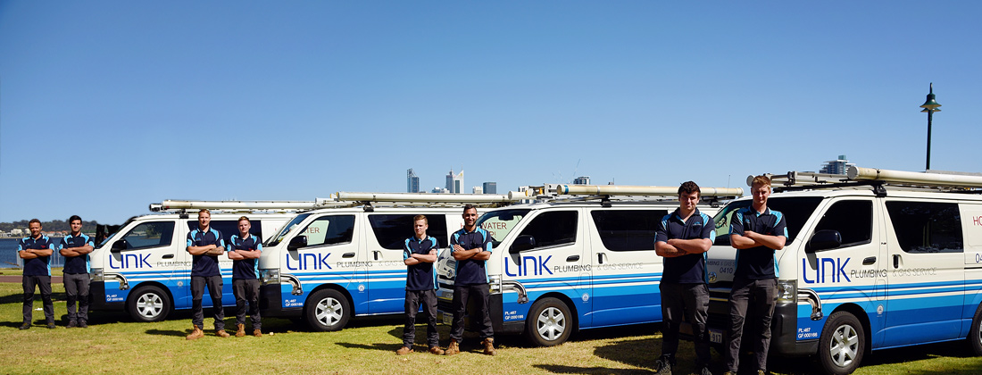Link Plumbing & Gas Service team & vans